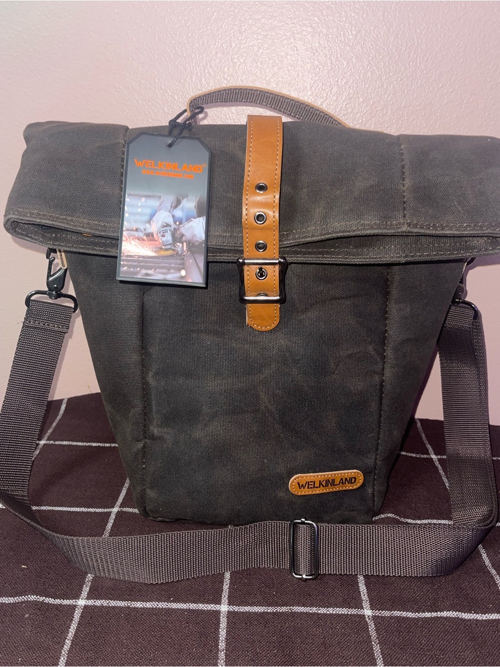 WELKINLAND 6H Insulation Leakproof Waxed Canvas Lunch Bag, Brown Heavy-Duty Lunc